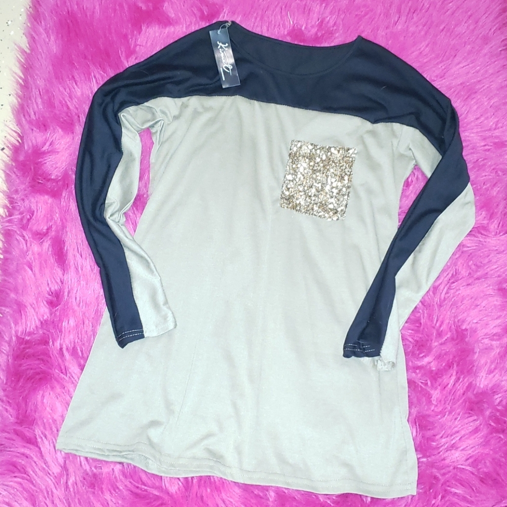 Sequin Pocket Top